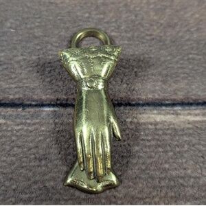 Brass Hand Pendant Paper Clip Glove Design Loop For Chain Unique Vintage Charm‎